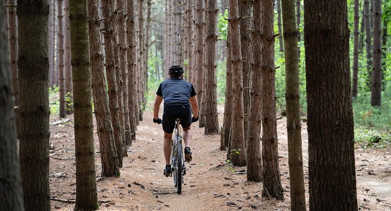 Mountainbiken in het bos