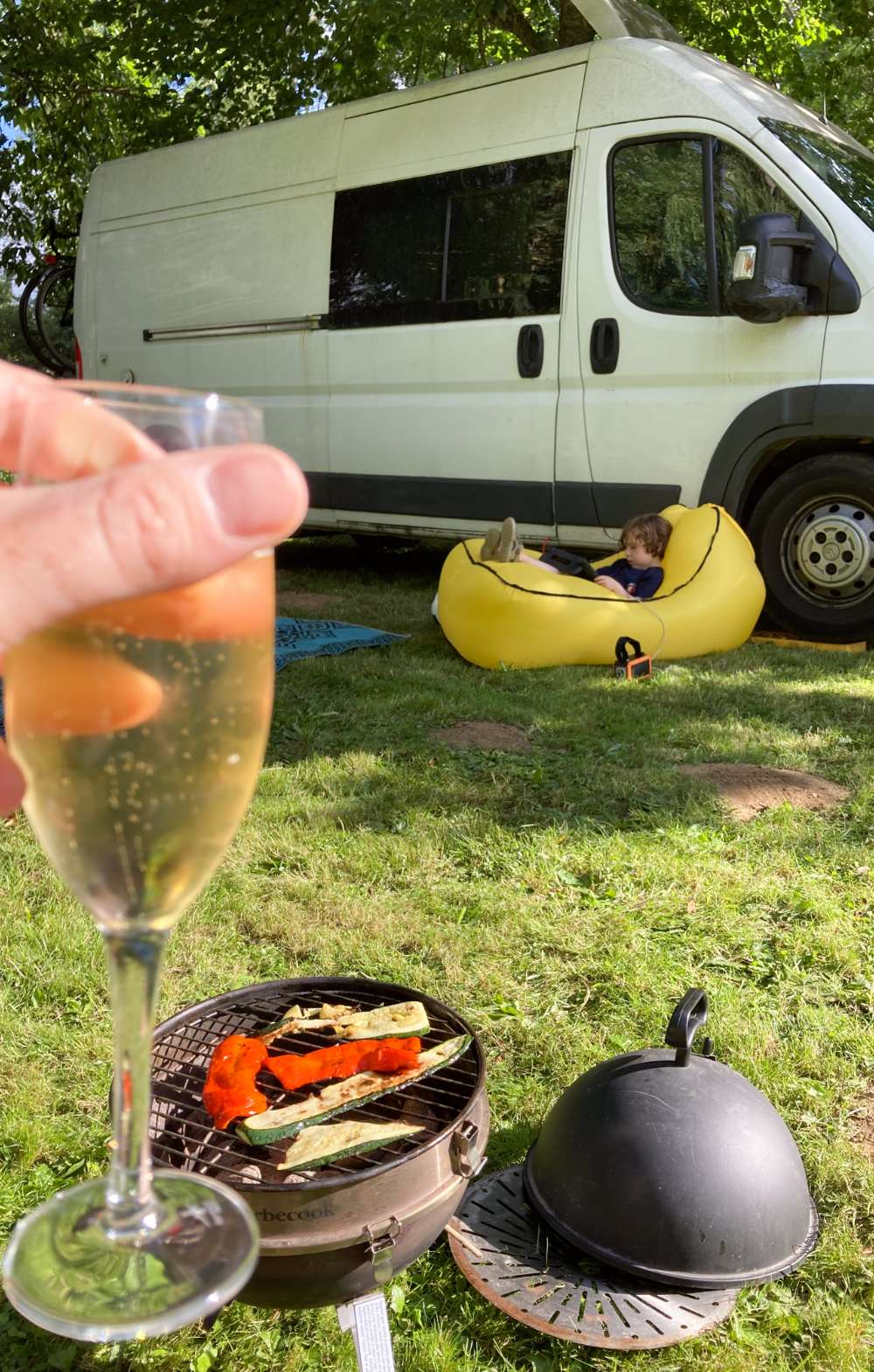 Twee beelden: mist trekt door een rotsachtig berglandschap; koe staat in een weide met bomen.