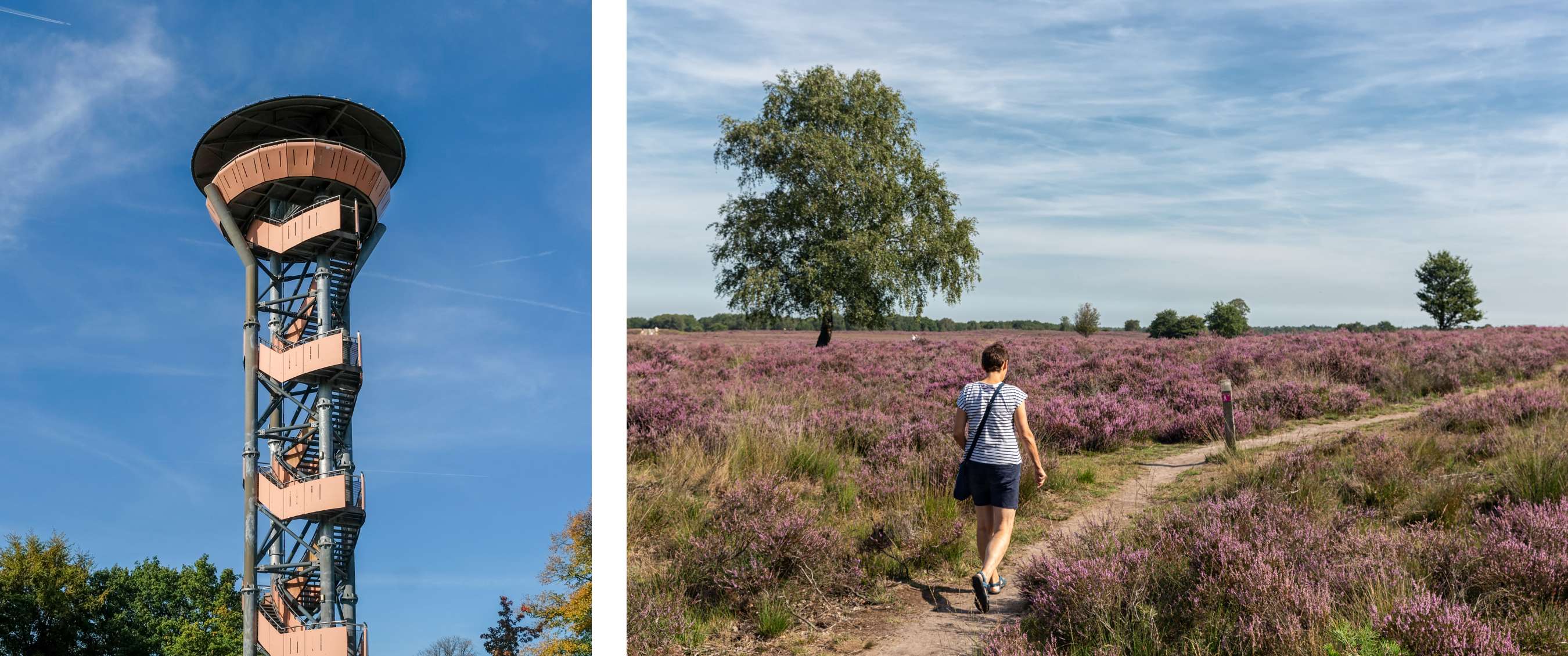 Wandelaar in outdoor kleding in een bergachtig landschap