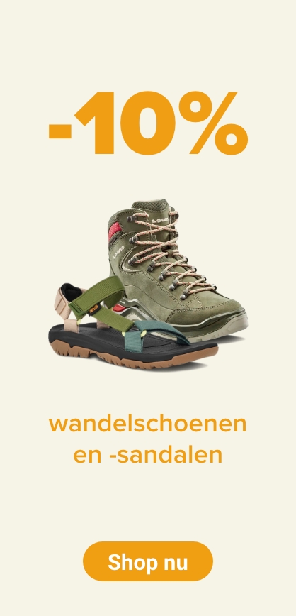 -10% op wandelschoenen en -sandalen, 15% korting bij aankoop. van een tweede paar.