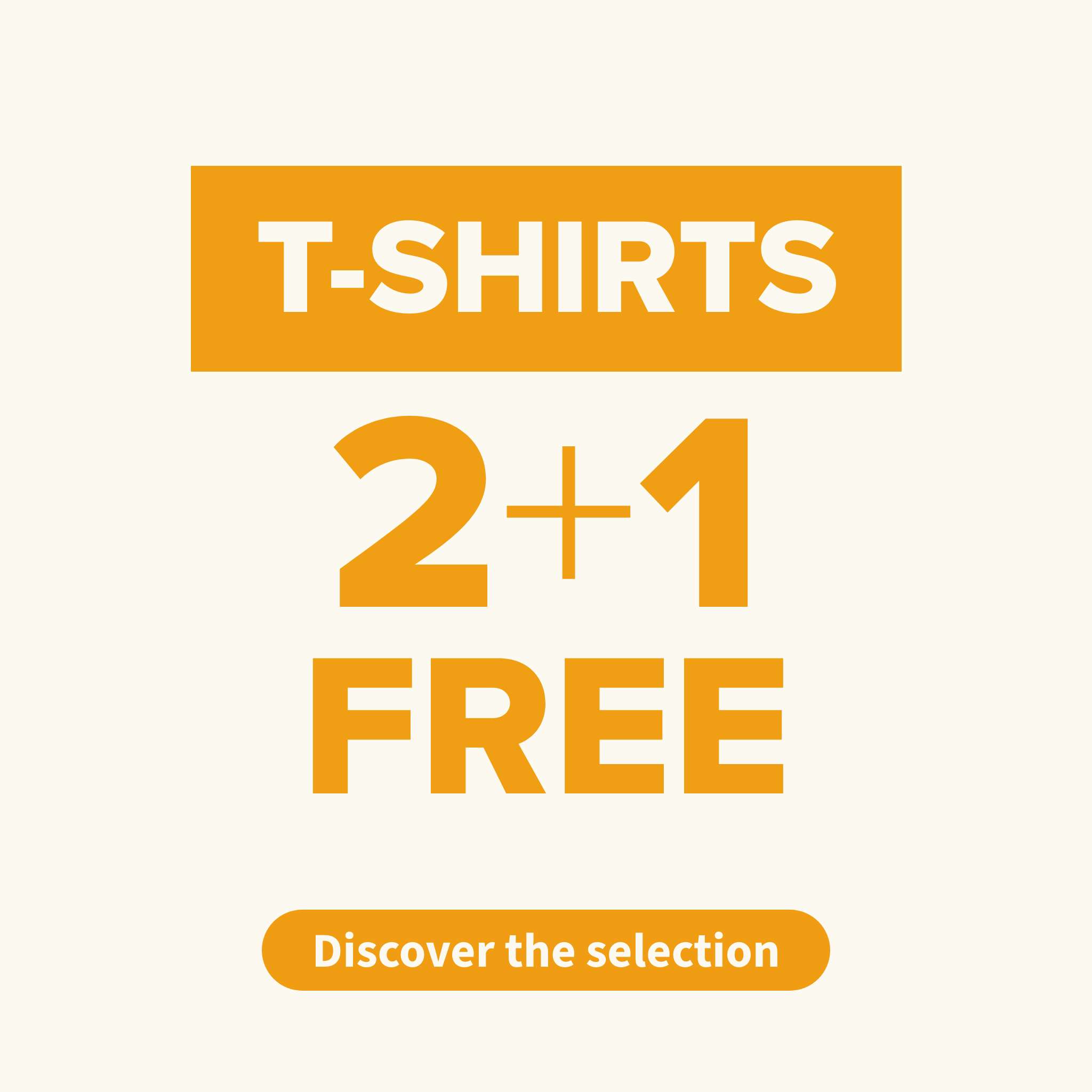 T-shirts: buy 2, get 1 for free