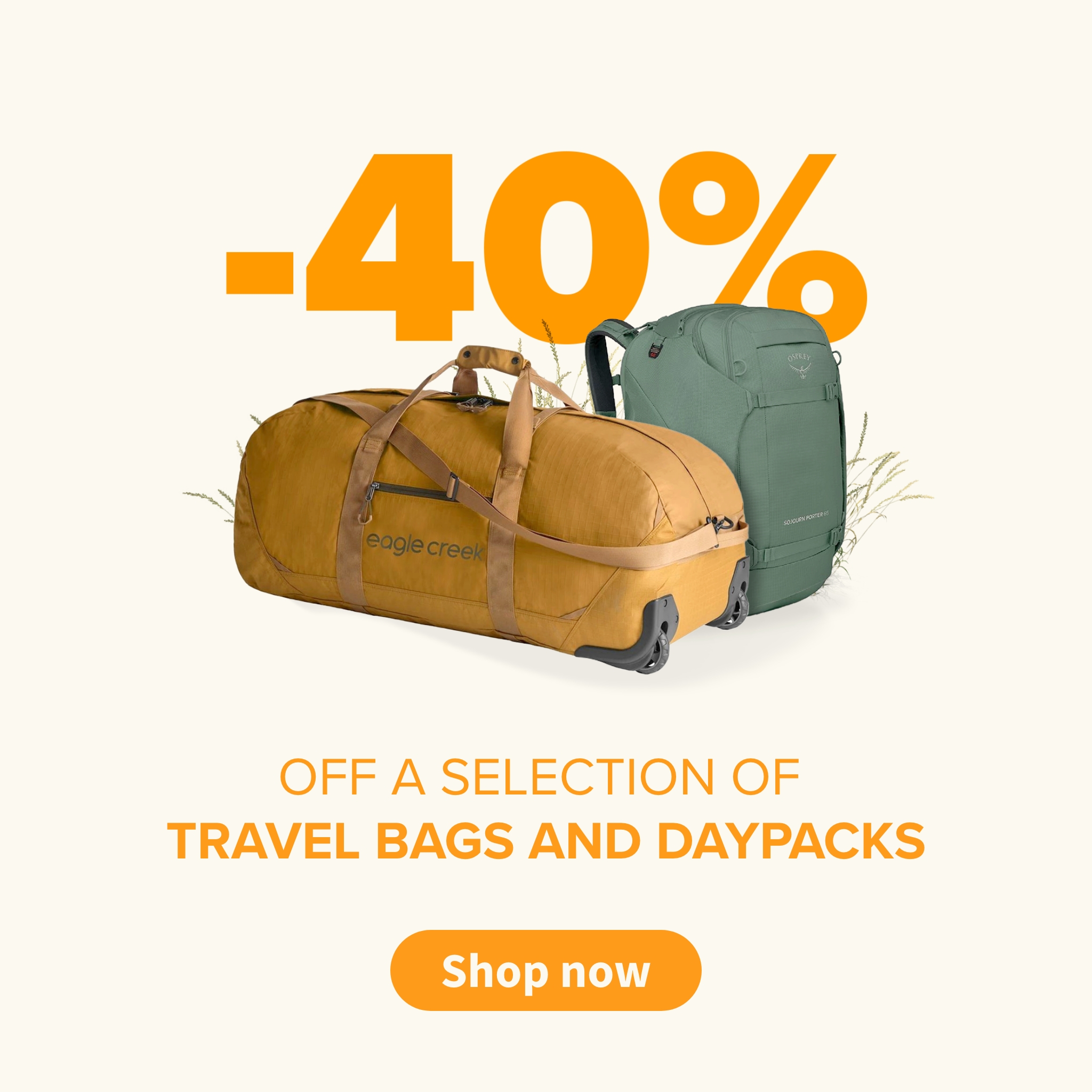 -40% off a selection of travel bags and daypacks