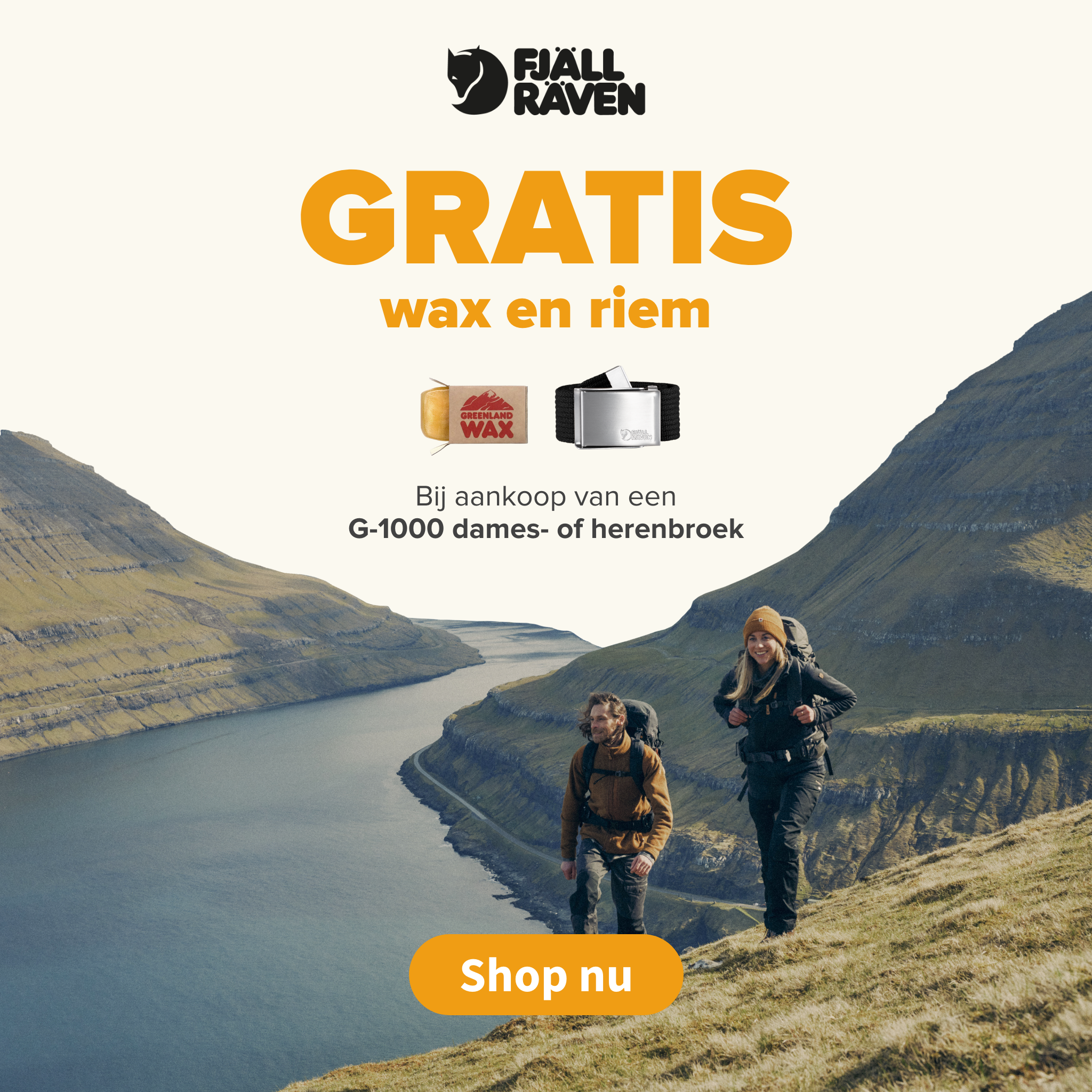 Gratis wax en riem bij aankoop van een G-1000 dames- of herenbroek